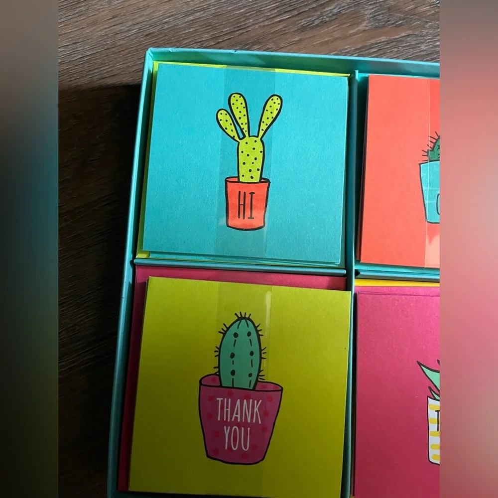 Colorful Cactus Thank You Note Cards Set - Picture 4 of 6